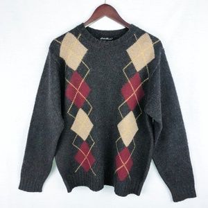 Eddie Bauer brown wool argyle sweater